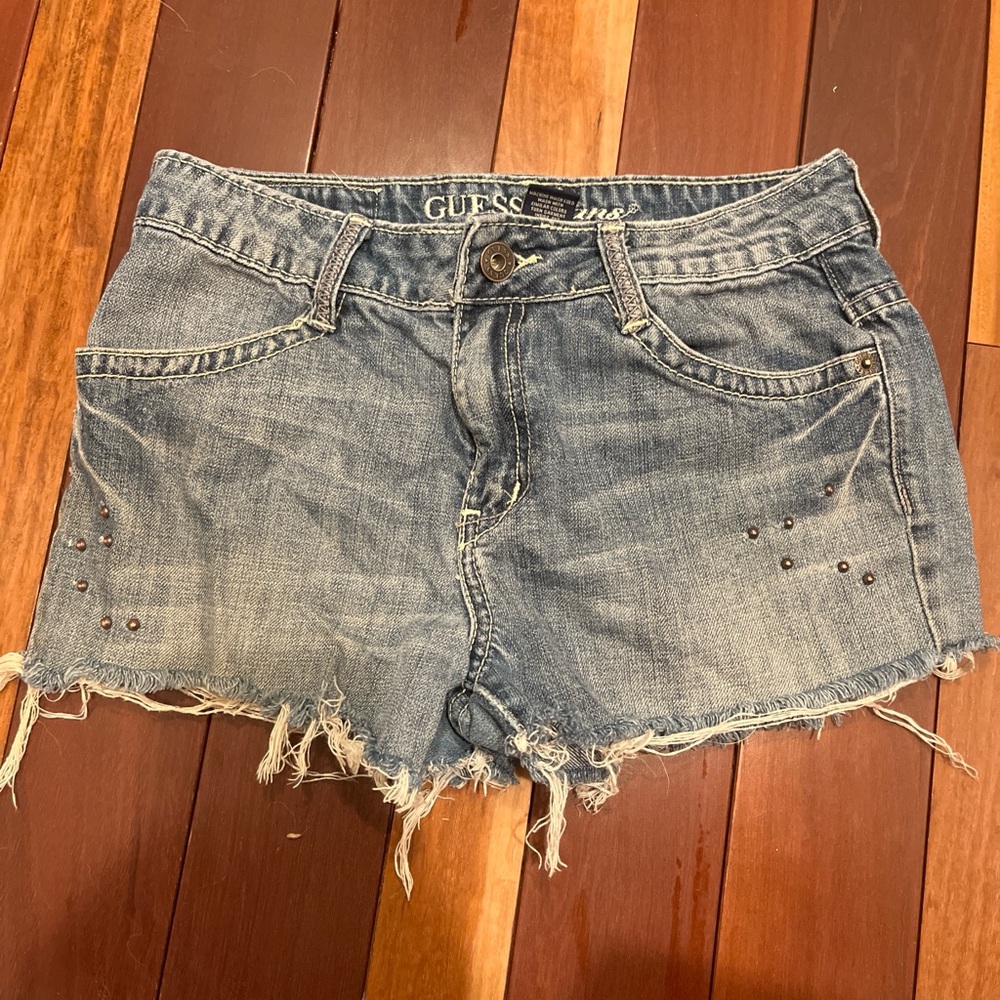 GUESS Women's Light Blue Denim Cutoff Shorts